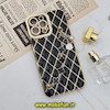 قاب گوشی iPhone 13 Pro Max آیفون طرح ژله ای پافر لوزی دستبندی مرواریدی گلد لاین دور طلایی محافظ لنز دار مشکی کد 550
