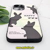 قاب گوشی iPhone 13 Pro Max آیفون طرح دار پافر چرمی محافظ لنز دار خرگوشی HAPPY کد 555