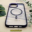 قاب گوشی iPhone 13 Pro Max آیفون اورجینال متال کیس Metal فلزی طرح پشت طلق شفاف مگ سیف دار دور سیلیکونی بنفش کد 561