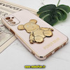 قاب گوشی Galaxy M13 4G - Galaxy M23 - Galaxy F23 سامسونگ طرح ژله ای مای کیس خرس طلایی تدی برجسته POWER BEAR محافظ لنز دار پاپ سوکت دار گلبهی کد 57