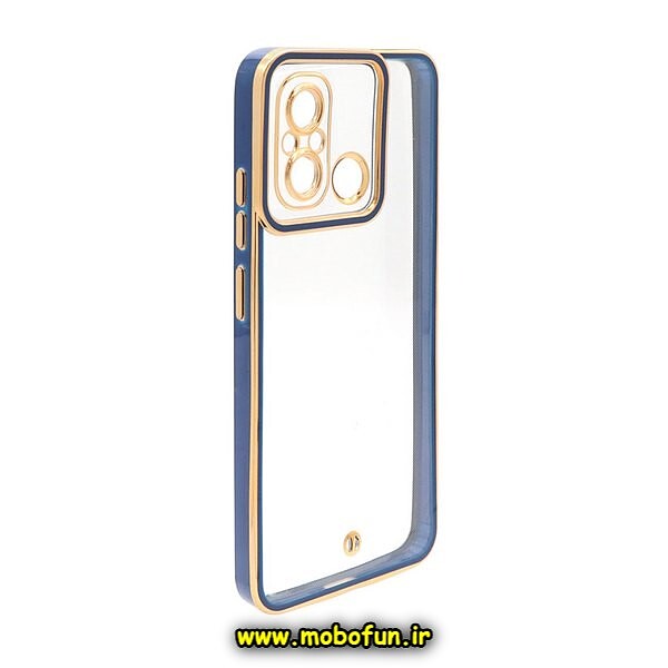 قاب گوشی Redmi 12C - Poco C55 - Redmi 11A شیائومی طرح الکتروپلیتینگ ژله ای شفاف اورجینال یونیک کیس Unique Case محافظ لنز دار سرمه ای کد 135