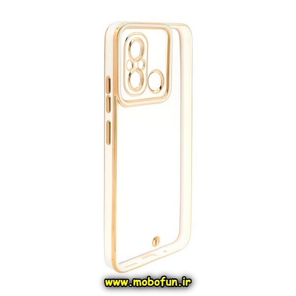 قاب گوشی Redmi 12C - Poco C55 - Redmi 11A شیائومی طرح الکتروپلیتینگ ژله ای شفاف اورجینال یونیک کیس Unique Case محافظ لنز دار سفید کد 138