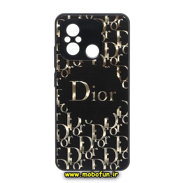 قاب گوشی Redmi 12C - Poco C55 - Redmi 11A شیائومی لاکچری دیزاین Dior دیور محافظ لنزدار مشکی کد 167