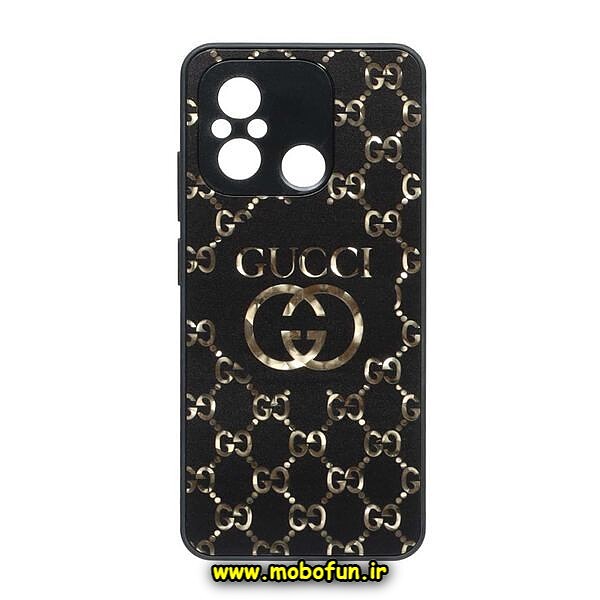 قاب گوشی Redmi 12C - Poco C55 - Redmi 11A شیائومی لاکچری دیزاین گوچی GUCCI محافظ لنزدار مشکی کد 170