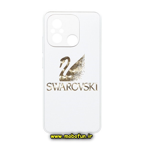 قاب گوشی Redmi 12C - Poco C55 - Redmi 11A شیائومی لاکچری دیزاین سواروسکی SWAROVSKI محافظ لنزدار سفید کد 176