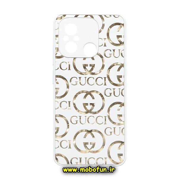 قاب گوشی Redmi 12C - Poco C55 - Redmi 11A شیائومی لاکچری دیزاین گوچی GUCCI محافظ لنزدار سفید کد 179