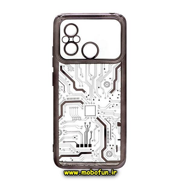 قاب گوشی Redmi 12C - Poco C55 - Redmi 11A شیائومی طرح الکتروپلیتینگ مگ سیف ژله ای شفاف مدار برق اورجینال محافظ لنز دار بنفش کد 192