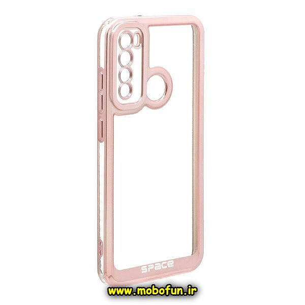 قاب گوشی Redmi Note 8 - Redmi Note 8 2021 شیائومی طرح الکتروپلیتینگ ژله ای شفاف اورجینال اسپیس SPACE محافظ لنز دار رزگلد کد 844