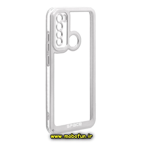 قاب گوشی Redmi Note 8 - Redmi Note 8 2021 شیائومی طرح الکتروپلیتینگ ژله ای شفاف اورجینال اسپیس SPACE محافظ لنز دار نقره ای کد 847