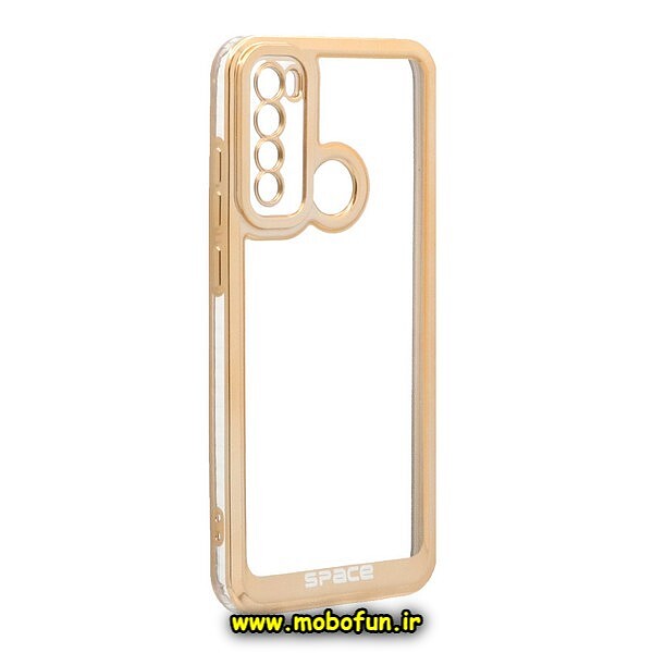 قاب گوشی Redmi Note 8 - Redmi Note 8 2021 شیائومی طرح الکتروپلیتینگ ژله ای شفاف اورجینال اسپیس SPACE محافظ لنز دار طلایی کد 848