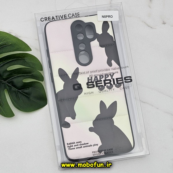 قاب گوشی Redmi Note 8 Pro شیائومی طرح دار پافر چرمی محافظ لنز دار خرگوشی HAPPY کد 746