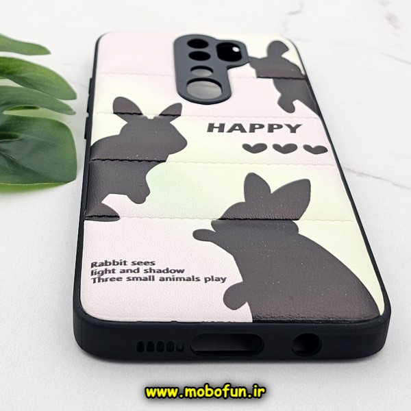 قاب گوشی Redmi Note 8 Pro شیائومی طرح دار پافر چرمی محافظ لنز دار خرگوشی HAPPY کد 746