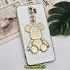 قاب گوشی Redmi Note 8 Pro شیائومی طرح ژله ای مای کیس خرس طلایی تدی برجسته POWER BEAR محافظ لنز دار پاپ سوکت دار سفید کد 749