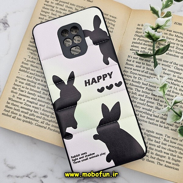 قاب گوشی Redmi Note 9S - Redmi Note 9 Pro شیائومی طرح دار پافر چرمی محافظ لنز دار خرگوشی HAPPY کد 941