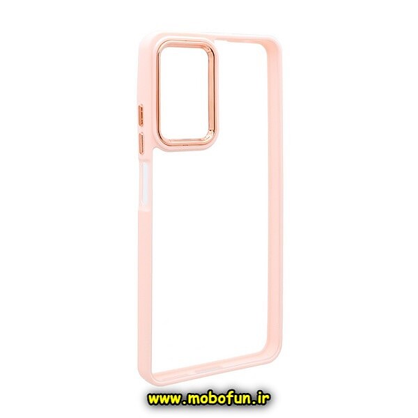 قاب گوشی Redmi Note 12 4G شیائومی اورجینال متال کیس Metal طرح پشت طلق شفاف دور سیلیکونی گلبهی کد 137