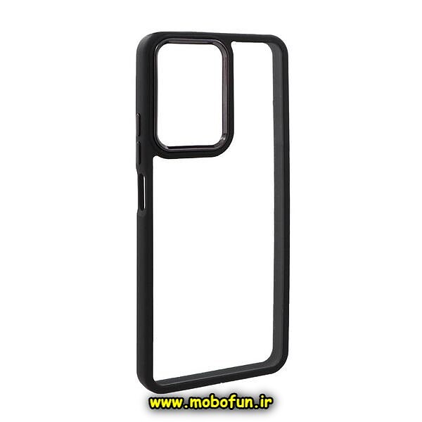 قاب گوشی Redmi Note 12 4G شیائومی اورجینال متال کیس Metal طرح پشت طلق شفاف دور سیلیکونی مشکی کد 140