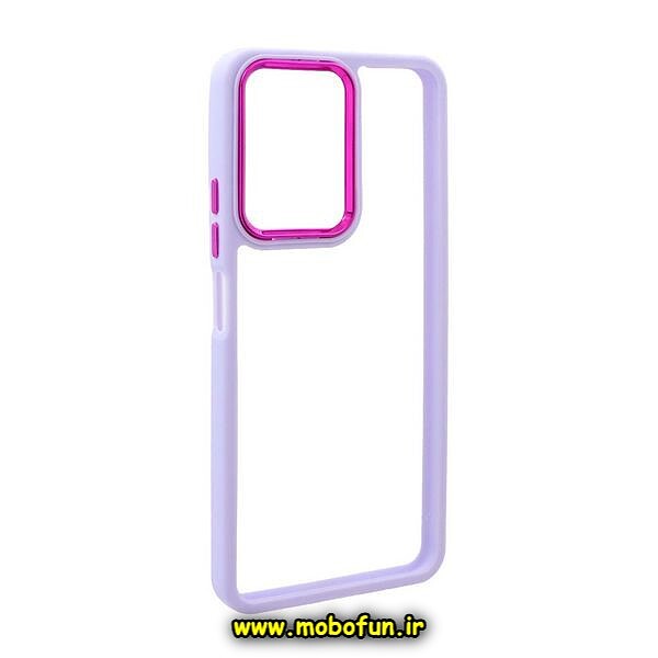 قاب گوشی Redmi Note 12 4G شیائومی اورجینال متال کیس Metal طرح پشت طلق شفاف دور سیلیکونی یاسی کد 141