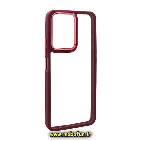 قاب گوشی Redmi Note 12 4G شیائومی اورجینال متال کیس Metal طرح پشت طلق شفاف دور سیلیکونی زرشکی کد 142