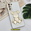 قاب گوشی Galaxy S21 FE سامسونگ طرح ژله ای مای کیس خرس طلایی تدی برجسته POWER BEAR محافظ لنز دار پاپ سوکت دار سفید کد 491