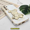 قاب گوشی Galaxy S21 FE سامسونگ طرح ژله ای مای کیس خرس طلایی تدی برجسته POWER BEAR محافظ لنز دار پاپ سوکت دار سفید کد 491