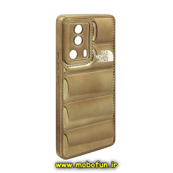 قاب گوشی Xiaomi 13 Lite شیائومی سیلیکونی ژله ای براق THE NORTH FACE پافر PC زیر بسته محافظ لنز دار طلایی کد 15