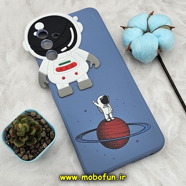 قاب گوشی Galaxy A04S سامسونگ طرح سیلیکونی ژله ای سه بعدی برجسته عروسکی طرح فضانورد ناسا Nasa محافظ لنزدار آبی کد 240