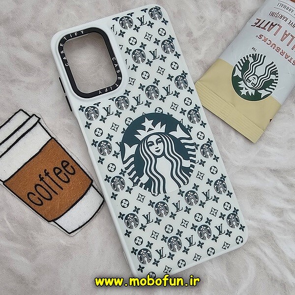 قاب گوشی Galaxy A12 - Galaxy M12 سامسونگ پافر بالشتی سیلیکونی طرح استارباکس STARBUCKS کد 1322