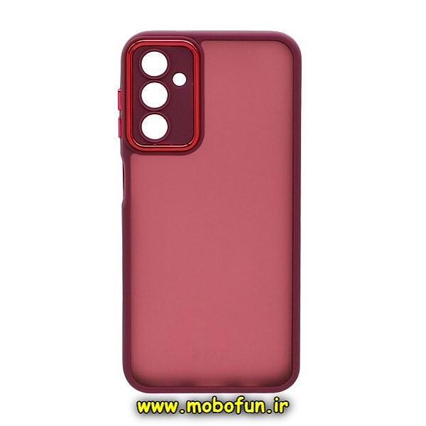 قاب گوشی Galaxy A14 4G - Galaxy A14 5G سامسونگ پشت مات متال کیس دور سیلیکونی محافظ لنزدار زرشکی کد 443