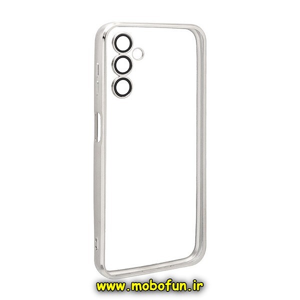 قاب گوشی Galaxy A14 4G - Galaxy A14 5G سامسونگ طرح الکتروپلیتینگ ژله ای شفاف اورجینال یونیک کیس Unique Case محافظ لنز دار نقره ای کد 456