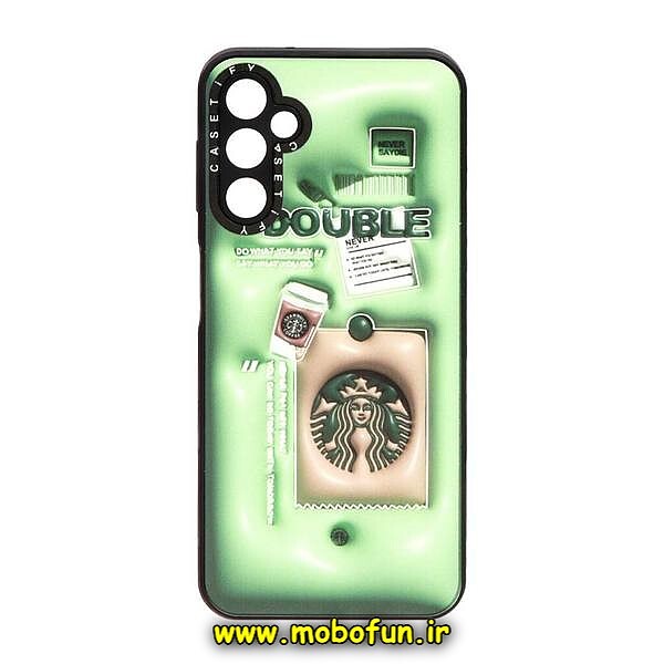 قاب گوشی Galaxy A14 4G - Galaxy A14 5G سامسونگ پشت گلس آینه ای CASETIFY طرح استارباکس STARBUCKS محافظ لنزدار مشکی کد 496