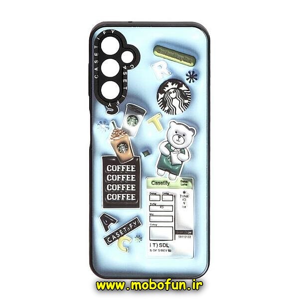 قاب گوشی Galaxy A14 4G - Galaxy A14 5G سامسونگ پشت گلس آینه ای CASETIFY طرح استارباکس STARBUCKS محافظ لنزدار مشکی کد 497