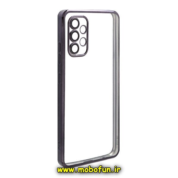 قاب گوشی Galaxy A32 4G سامسونگ طرح الکتروپلیتینگ ژله ای شفاف اورجینال یونیک کیس Unique Case محافظ لنز دار مشکی کد 972