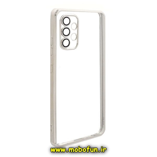 قاب گوشی Galaxy A32 4G سامسونگ طرح الکتروپلیتینگ ژله ای شفاف اورجینال یونیک کیس Unique Case محافظ لنز دار نقره ای کد 973