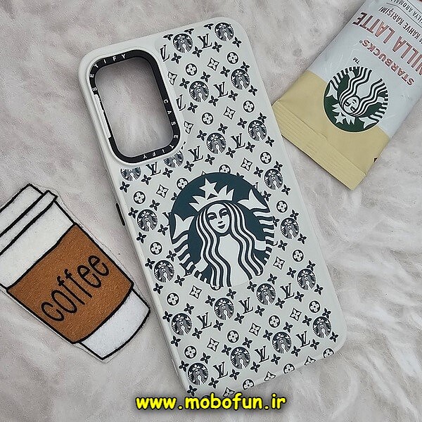 قاب گوشی Galaxy A34 5G سامسونگ پافر بالشتی سیلیکونی طرح استارباکس STARBUCKS کد 416