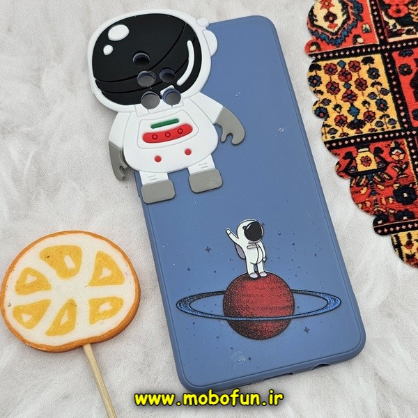 قاب گوشی Galaxy A51 سامسونگ طرح سیلیکونی ژله ای سه بعدی برجسته عروسکی طرح فضانورد ناسا Nasa محافظ لنزدار آبی کد 881