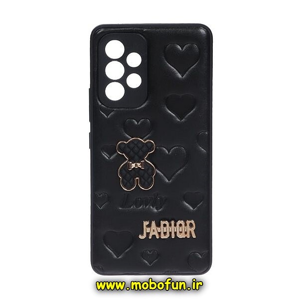 قاب گوشی Galaxy A53 5G سامسونگ طرح دار پافر چرمی محافظ لنز دار خرسی تدی JADIOR مشکی کد 747