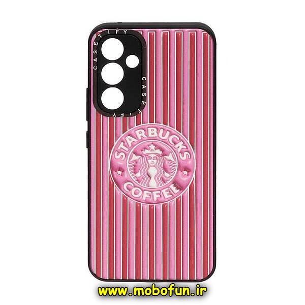 قاب گوشی Galaxy A54 5G سامسونگ پشت گلس آینه ای CASETIFY طرح استارباکس STARBUCKS محافظ لنزدار مشکی کد 486