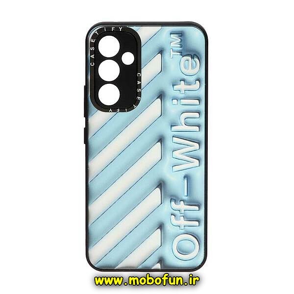 قاب گوشی Galaxy A54 5G سامسونگ پشت گلس آینه ای CASETIFY طرح OFF-WHITE محافظ لنزدار مشکی کد 488