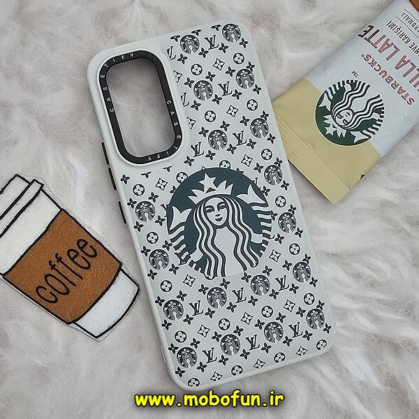 قاب گوشی Galaxy A54 5G سامسونگ پافر بالشتی سیلیکونی طرح استارباکس STARBUCKS کد 500