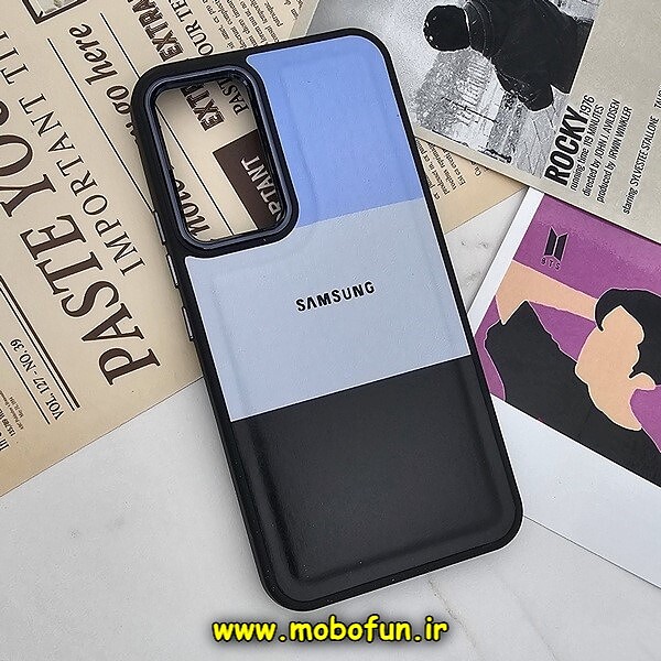 قاب گوشی Galaxy A54 5G سامسونگ اورجینال طرح چرمی کلاسیک HARD متال کیس سه خط رنگی کد 503