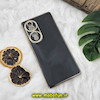 قاب گوشی Honor 70 آنر طرح ژله ای مای کیس گلد لاین دور طلایی محافظ لنز دار مشکی کد 33