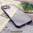 قاب گوشی iPhone 13 Pro Max آیفون طرح طلقی شیشه ای PC SLIME CASE شفاف اورجینال محافظ لنزدار گلسی رنگ بنفش کد 564