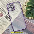قاب گوشی iPhone 13 Pro Max آیفون طرح طلقی شیشه ای PC SLIME CASE شفاف اورجینال محافظ لنزدار گلسی رنگ بنفش کد 564