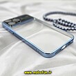 قاب گوشی iPhone 13 Pro Max آیفون طرح طلقی شیشه ای Camera Lens شفاف اورجینال CREATIVE CASE سری Q SERIES رنگ آبی روشن کد 581