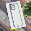 قاب گوشی iPhone 14 Pro Max آیفون طرح طلقی شیشه ای PC SLIME CASE شفاف اورجینال محافظ لنزدار گلسی رنگ بنفش کد 241