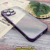 قاب گوشی iPhone 14 Pro Max آیفون طرح طلقی شیشه ای PC SLIME CASE شفاف اورجینال محافظ لنزدار گلسی رنگ بنفش کد 241