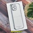 قاب گوشی iPhone 14 Pro Max آیفون طرح طلقی شیشه ای PC SLIME CASE شفاف اورجینال محافظ لنزدار گلسی رنگ نقره ای کد 242