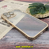 قاب گوشی iPhone 14 Pro Max آیفون طرح طلقی شیشه ای PC SLIME CASE شفاف اورجینال محافظ لنزدار گلسی رنگ طلایی کد 244