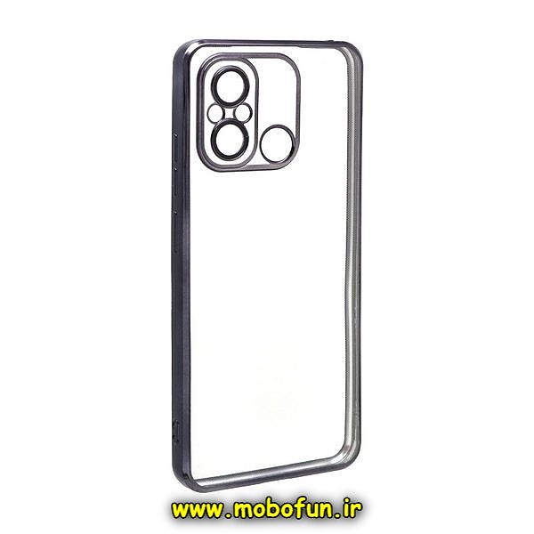 قاب گوشی Redmi 12C - Poco C55 - Redmi 11A شیائومی طرح الکتروپلیتینگ ژله ای شفاف اورجینال یونیک کیس Unique Case محافظ لنز دار مشکی کد 208