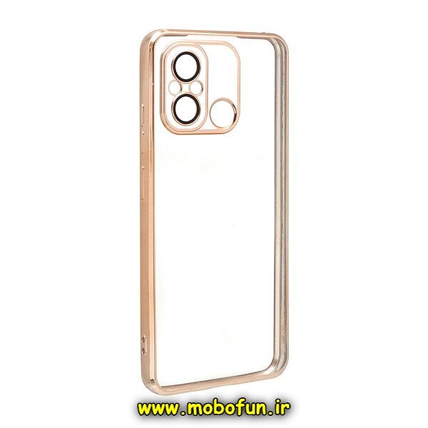 قاب گوشی Redmi 12C - Poco C55 - Redmi 11A شیائومی طرح الکتروپلیتینگ ژله ای شفاف اورجینال یونیک کیس Unique Case محافظ لنز دار طلایی کد 210
